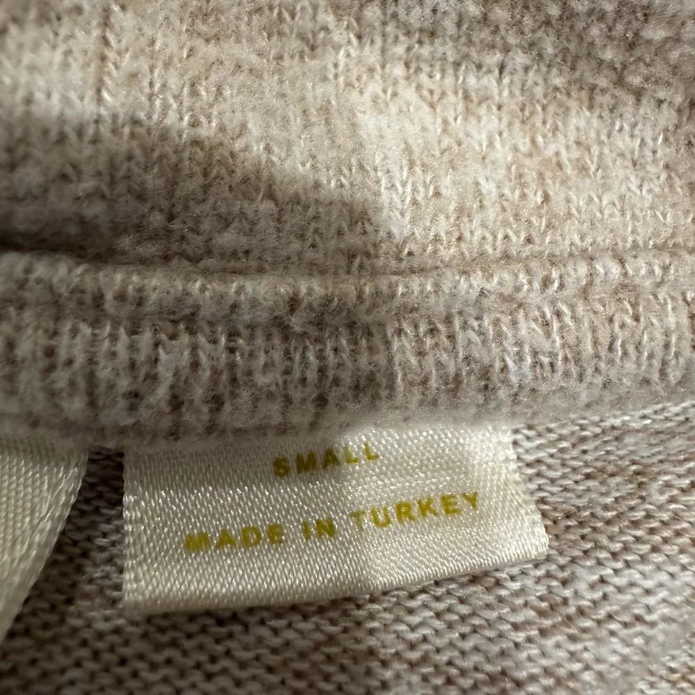 Maeve Anthropologie Oatmeal Heather Cowl Neck Tunic Sweater Small Long Rib Cuff